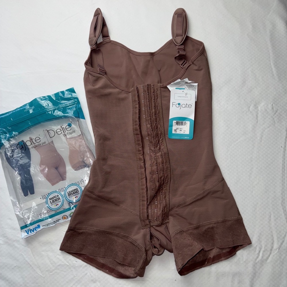 Fajate Delie Cocoa Brown High Compression Colombian Faja Bodysuit L